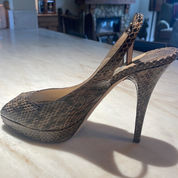 Jimmy Choo Slingback Peep toe Snakeskin Stilettos. Size 40 - Picture 3 of 9